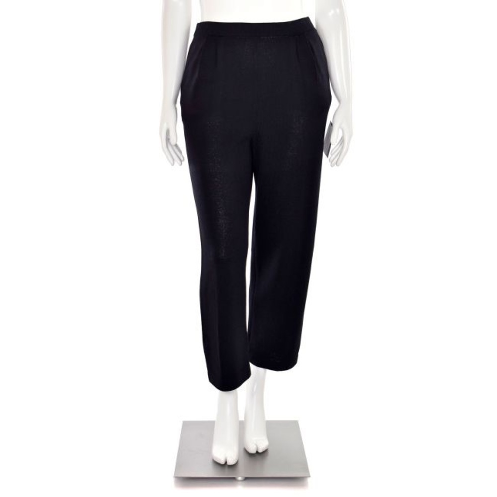 St. John Basics Black Santana Knit Pleated Front Pants